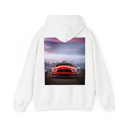 Ford Mustang Red City Skyline Dusk