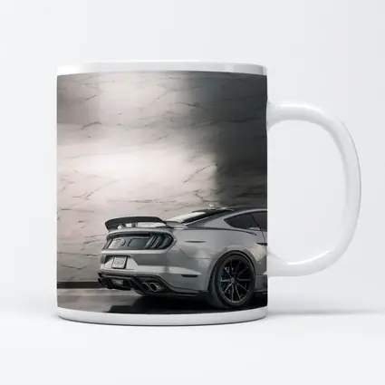 Ford Mustang Silver Rear Marble Background