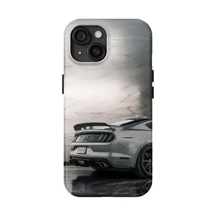 Ford Mustang Silver Rear Marble Background