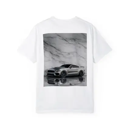 Ford Mustang Silver Against Marble Wall