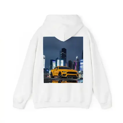 Ford Mustang Yellow Night City Skyline