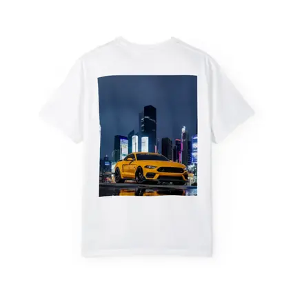 Ford Mustang Yellow Night City Skyline