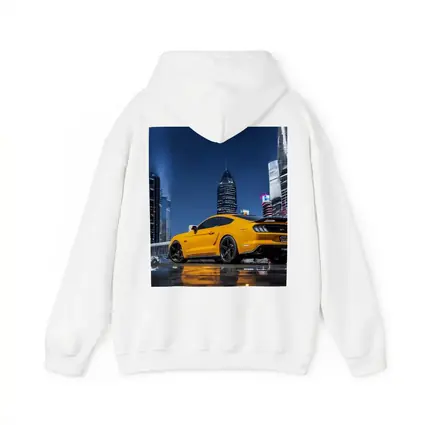 Ford Mustang Yellow Night City Skyline