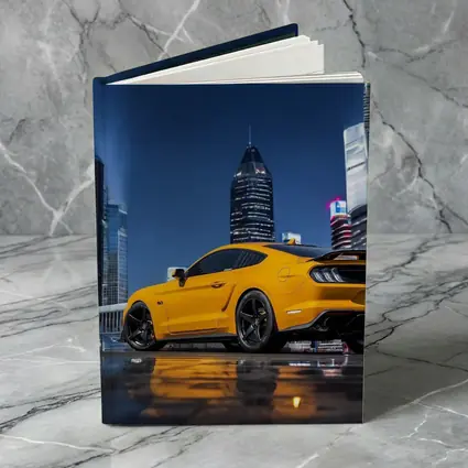Ford Mustang Yellow Night City Skyline