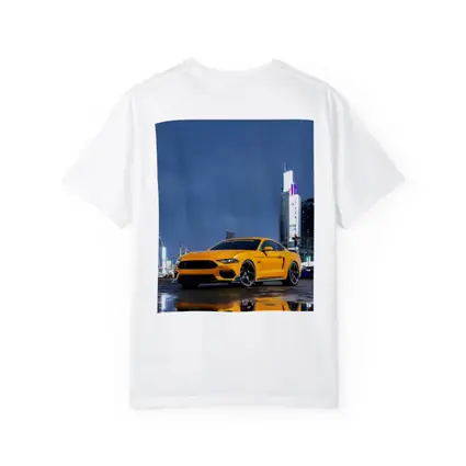 Ford Mustang Yellow Rainy Night City