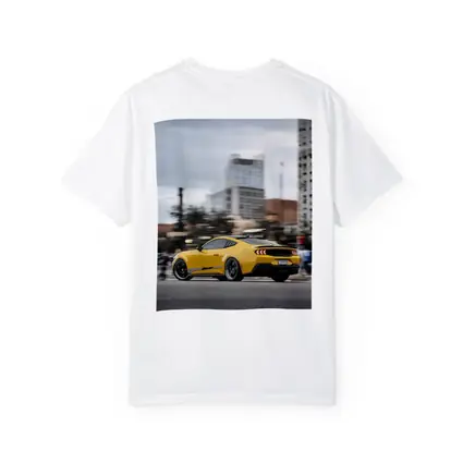 Yellow Ford Mustang Racing Through City Streets
