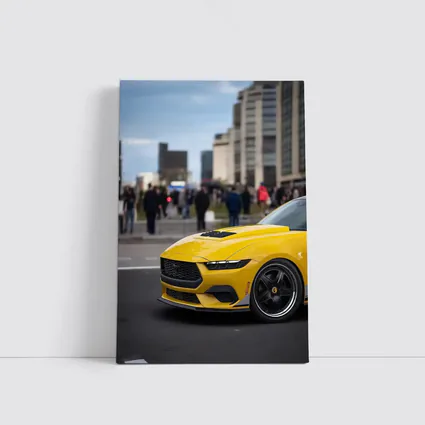Yellow Ford Mustang Urban City Street
