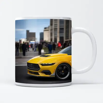 Yellow Ford Mustang Urban City Street