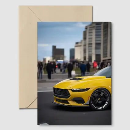 Yellow Ford Mustang Urban City Street