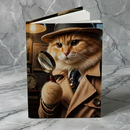 Detective Orange Cat Holding Magnifying Glass