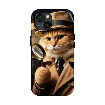 Detective Orange Cat Holding Magnifying Glass