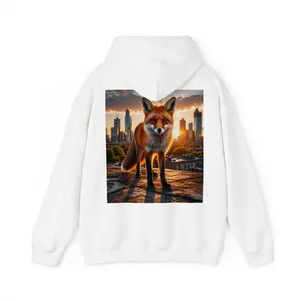 Red Fox Standing on Urban Rooftop Sunset