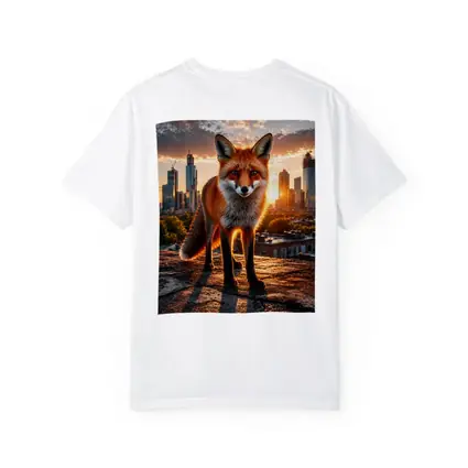 Red Fox Standing on Urban Rooftop Sunset