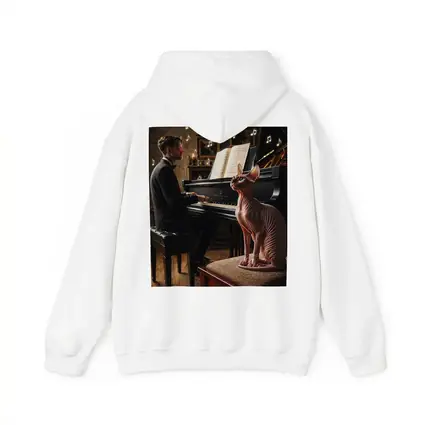 Sphynx Cat Watching Pianist Play Grand Piano