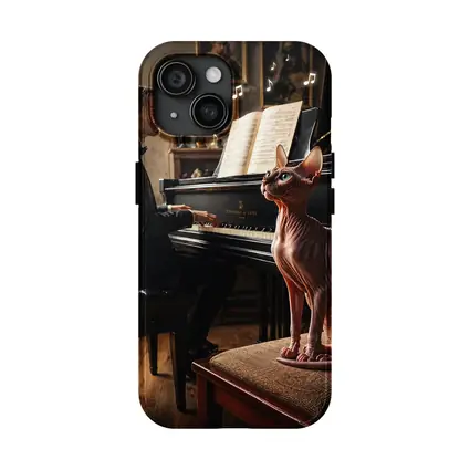 Sphynx Cat Watching Pianist Play Grand Piano