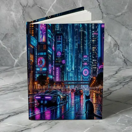 Neon Cat Cyberpunk City Street Night