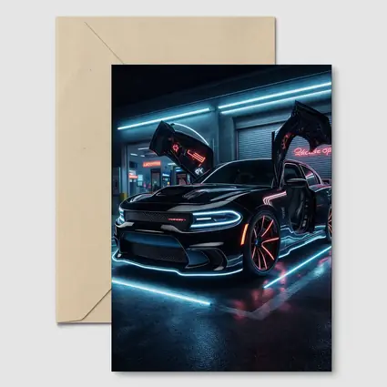 Dodge Charger Neon Lights Night Garage