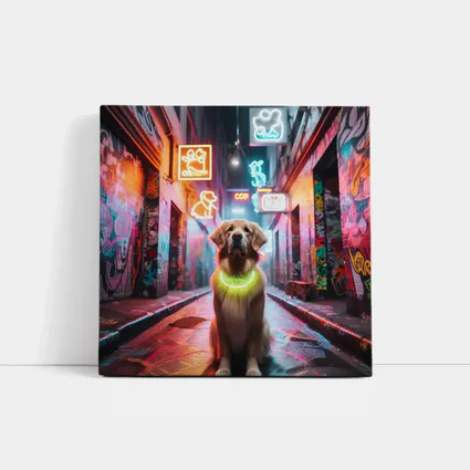Golden Retriever Neon Alley Graffiti Street