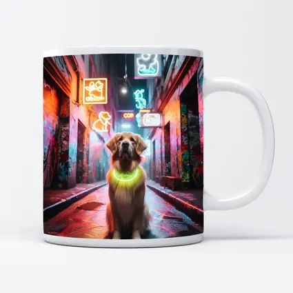 Golden Retriever Neon Alley Graffiti Street