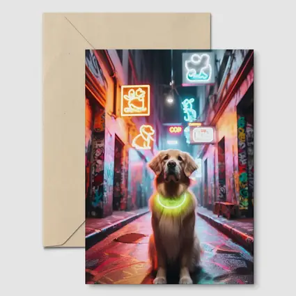 Golden Retriever Neon Alley Graffiti Street