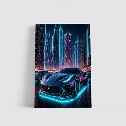 Ferrari Roma Neon City Night Art
