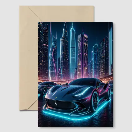 Ferrari Roma Neon City Night Art