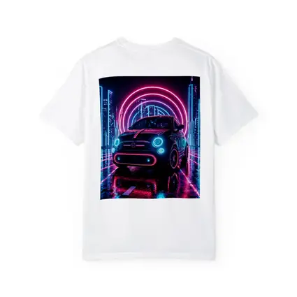 Fiat 500 Neon Lights Futuristic City Night
