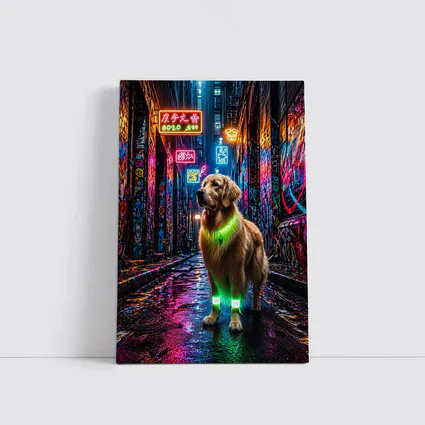 Golden Retriever Neon Glow Graffiti Alley