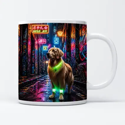 Golden Retriever Neon Glow Graffiti Alley