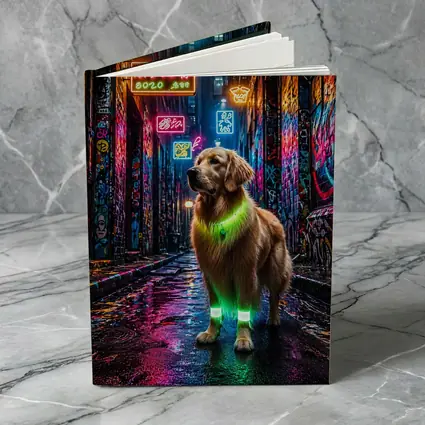 Golden Retriever Neon Glow Graffiti Alley