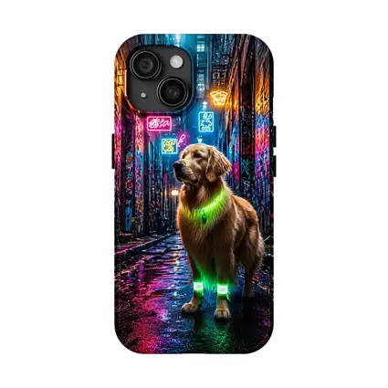 Golden Retriever Neon Glow Graffiti Alley