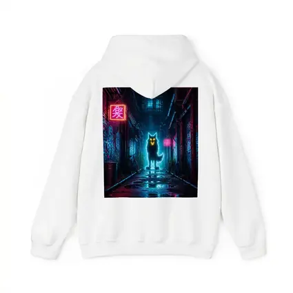 Neon Glowing Wolf Dark Cyberpunk Alley