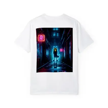 Neon Glowing Wolf Dark Cyberpunk Alley