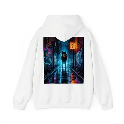 Neon Wolf Glowing Dark Urban Alley Night