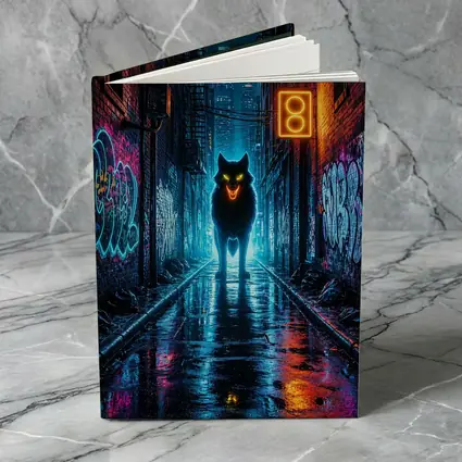 Neon Wolf Glowing Dark Urban Alley Night