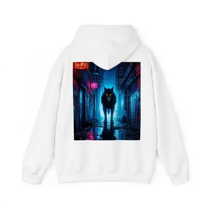 Neon Wolf Glowing Eyes Dark City Alley