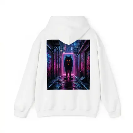 Neon Wolf Dark Cyberpunk City Alley