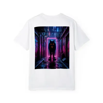 Neon Wolf Dark Cyberpunk City Alley
