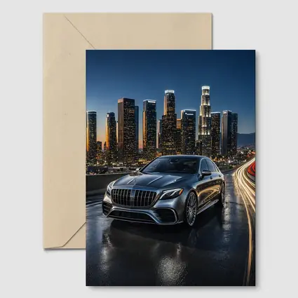 Mercedes S Class Los Angeles Night Skyline
