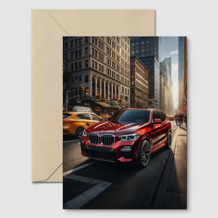 BMW X3 Red SUV City Street