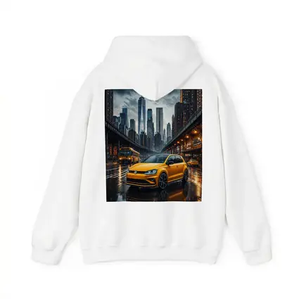 Volkswagen Golf GTI Yellow Rainy City Street
