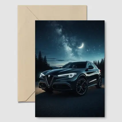 Alfa Romeo Stelvio Under Starry Night Sky
