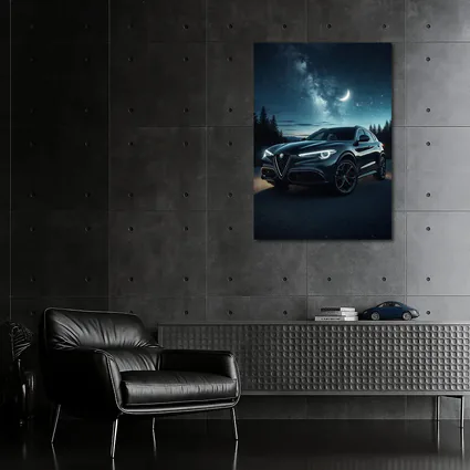 Alfa Romeo Stelvio Under Starry Night Sky