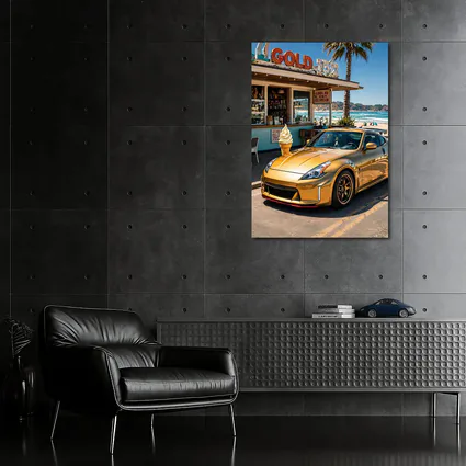 Gold Nissan 370Z Parked at Beach Shack