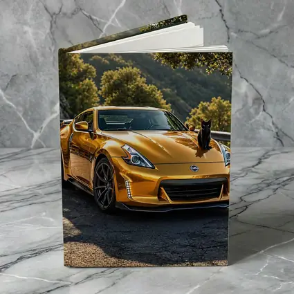 Gold Nissan 370Z Black Cat Mountain Road