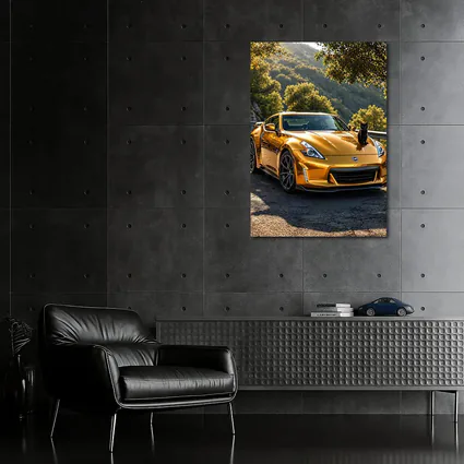 Gold Nissan 370Z Black Cat Mountain Road