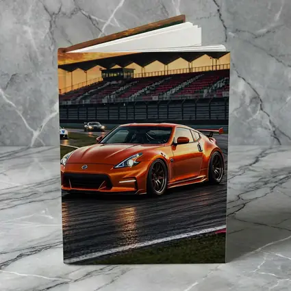 Nissan 370Z Orange Racing On Track Sunset