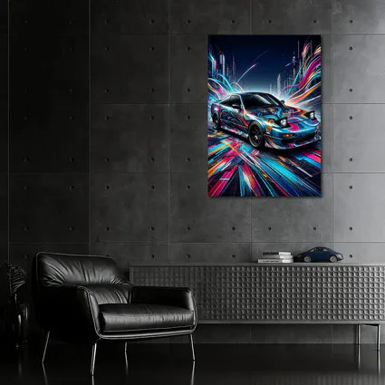 Nissan 240SX Neon Abstract City Night Art