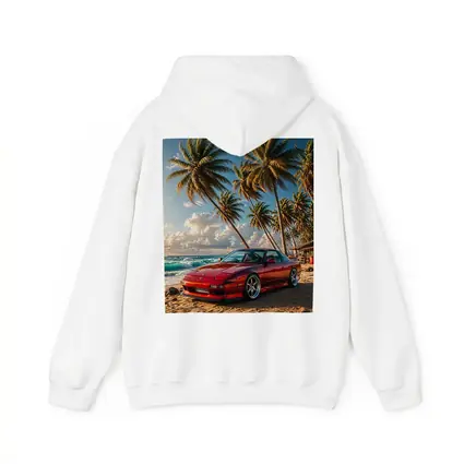 Nissan 240SX Red Car Beach Palm Trees