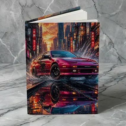 Nissan 240SX Red Rainy Tokyo City Street